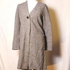 Arnaldo Bassini Longline Grey Cardigan,Classic SZ 90(S/M) Pockets